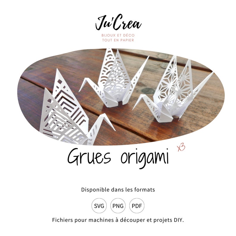 DIY Origami cranes cutting paper geometric lace Pdf Png Svg and Studio3 for silhouette cameo Cricut image 2