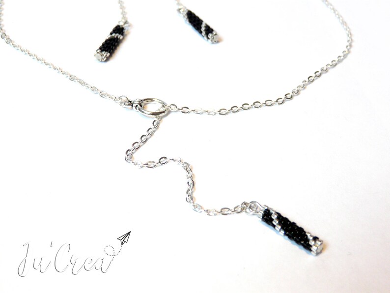 Set of earrings and necklace gold or silver Miyuki beads