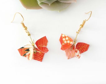 Red butterfly origami earrings