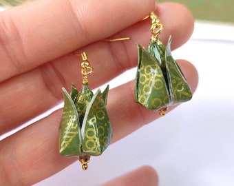 Origami lotus flower earrings