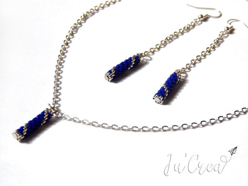 Set of earrings and necklace gold or silver Miyuki beads
