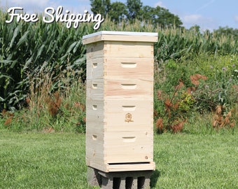 Bee Hive 10 Frame Langstroth - (2) Deep Brood Boxes & (3) Medium Super Boxes includes Frames / Foundations