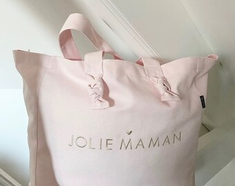 Pale pink shopping bag "Jolie maman"