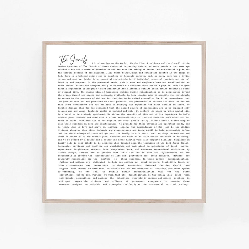The Articles of Faith and The Family Proclamation to the World Square The Living Christ Restoration Proclamation NEW Printable Set of 4