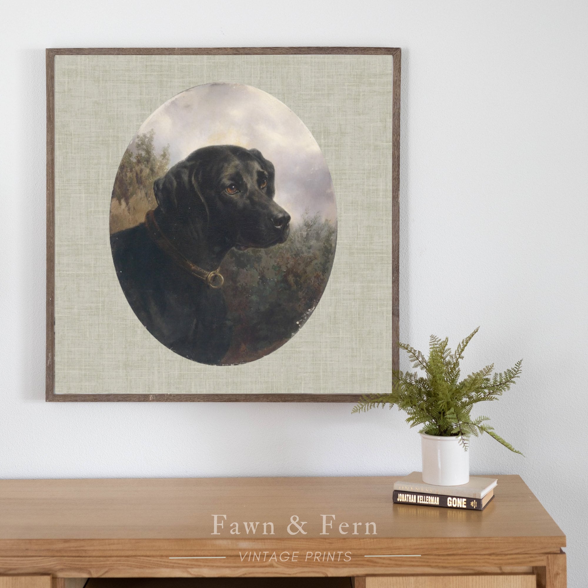 Black Dog Vintage Art Print | Printable Vintage Landscape Art | Hunting ...