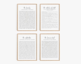 Restoration Proclamation, The Family Proclamation to the world, The Living Christ and The Articles of Faith Set, Digital print Set of 4