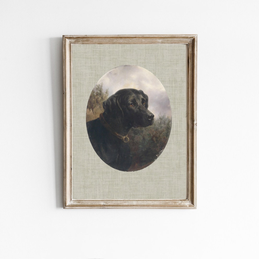 Black Dog Vintage Art Print | Printable Vintage Landscape Art | Hunting ...