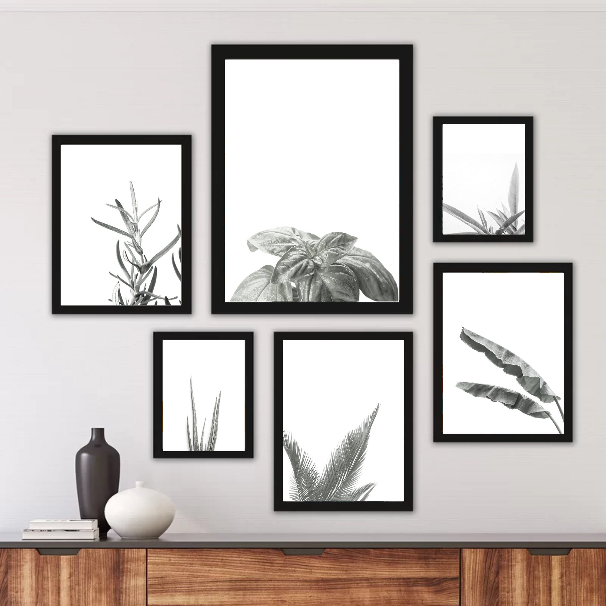 Gallery wall set of 6 Black white Printable wall art Abstract Print Downloadable Minimalist print Monochrome line art print Mid-century art
