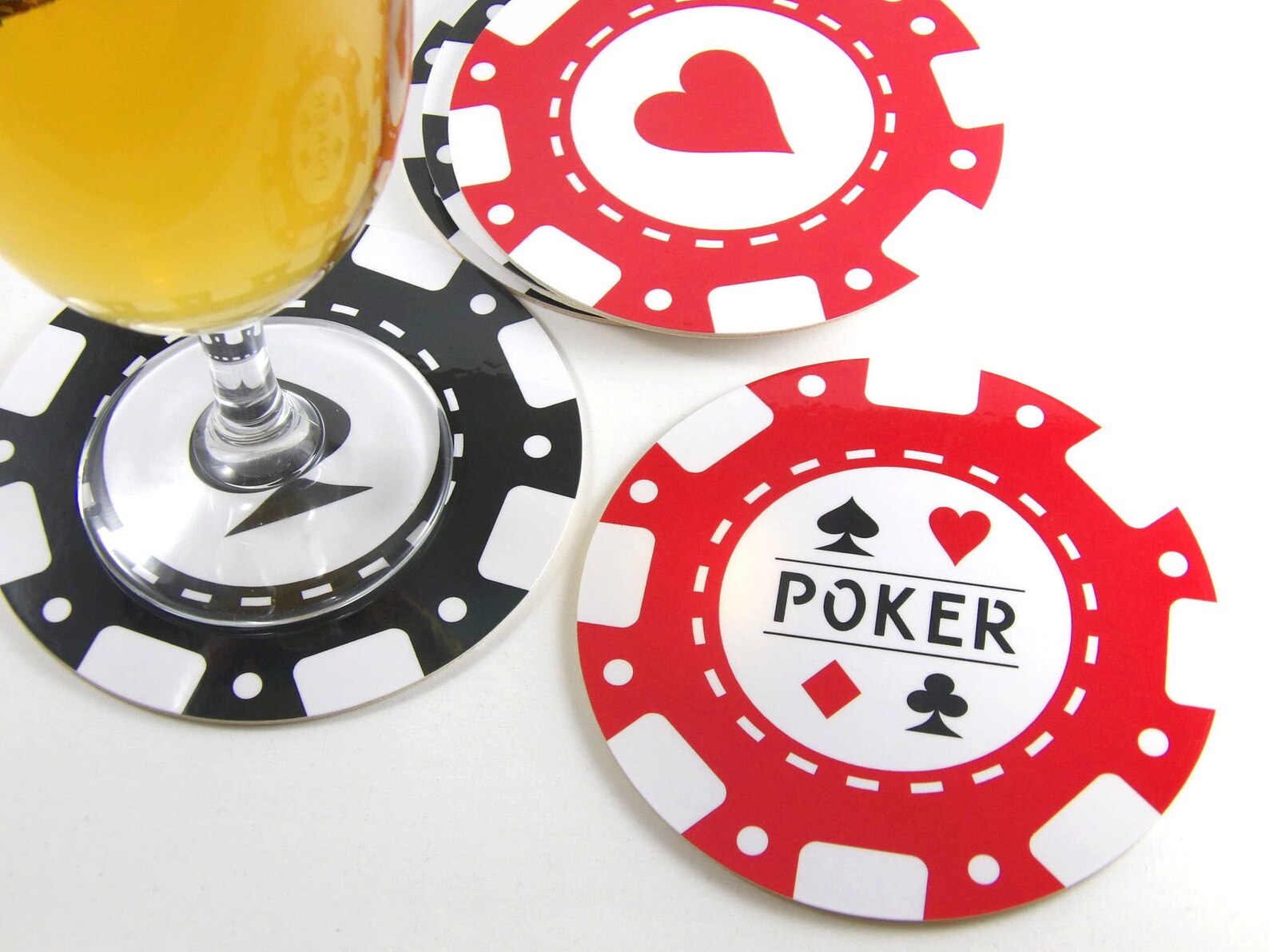 Set 6 Round Glass Poker Chips Casino Lot of 6 subbock round Etsy