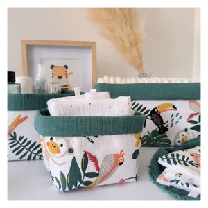 fabric storage basket, cotton gauze storage basket, changing table storage baskets, jungle storage baskets.