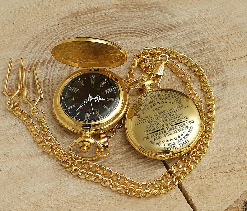 My Grandson Engraved Pocket Watch Son Custom Gift Mum Dad Etsy