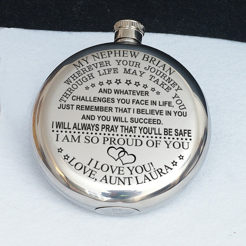 My Nephew Christmas gift mens Engraved Flask for Nephew Gift Etsy