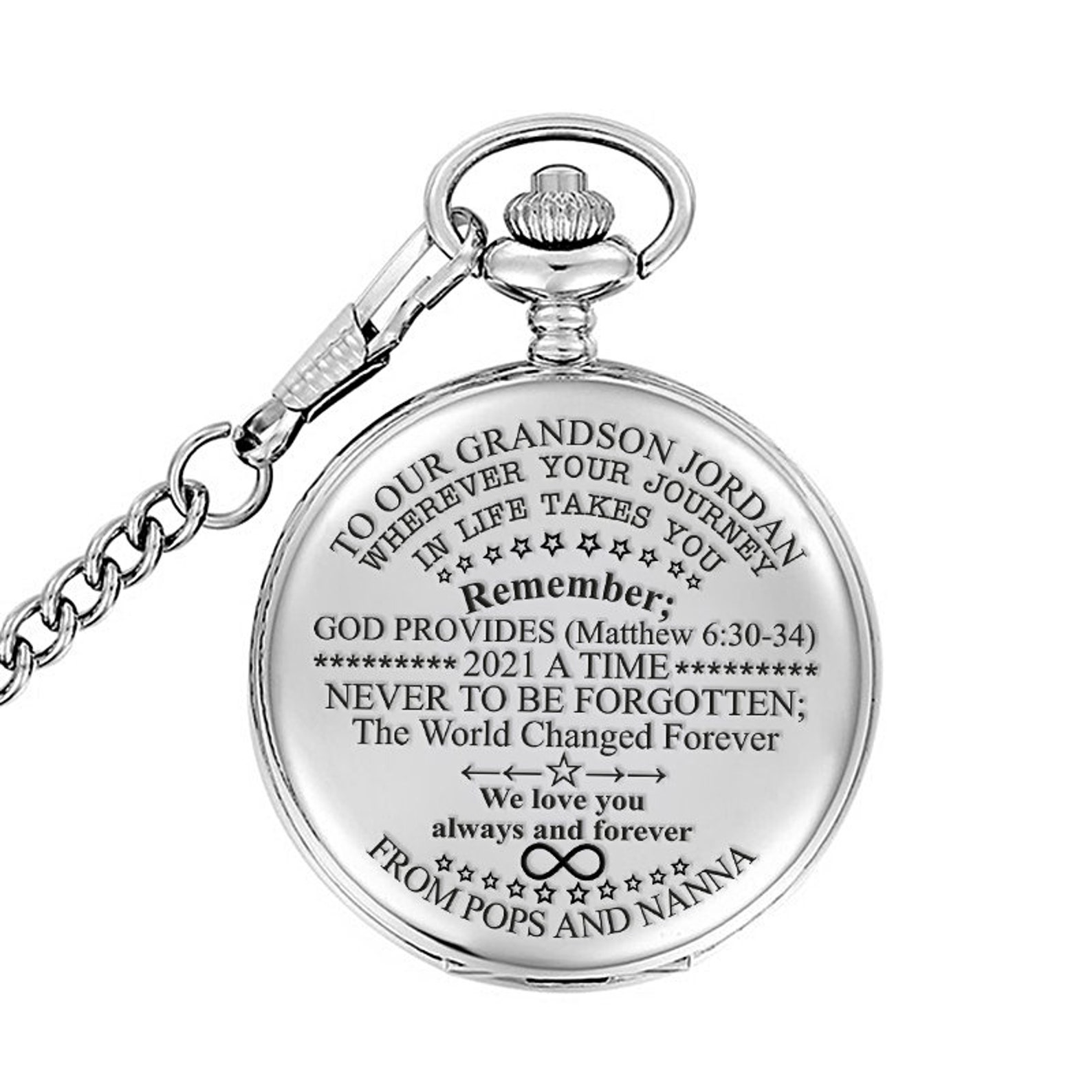 To My Grandson Engraved Custom Pocket Watch Graduation Gift Etsy