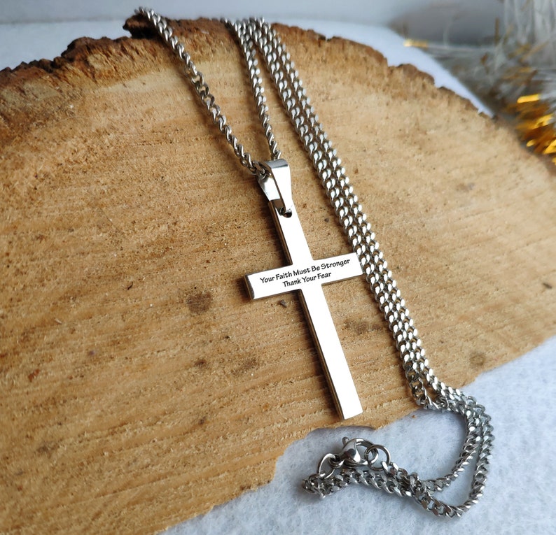 Personalized Christian Necklace Stainless Steel Custom Mens Etsy