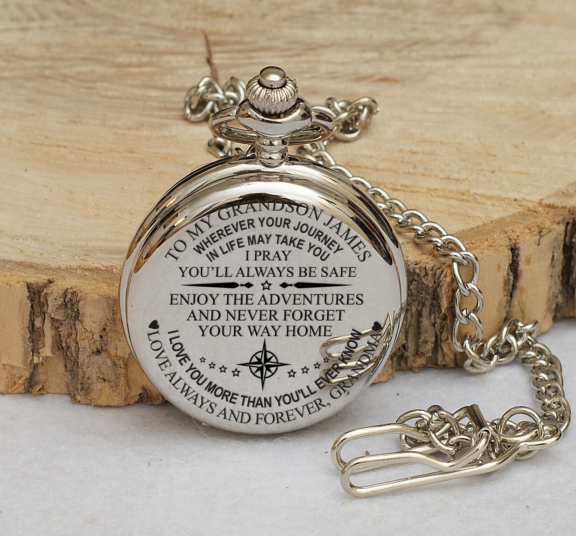 To My Grandson Personalized Pocket Watch Graduation Gift From Etsy