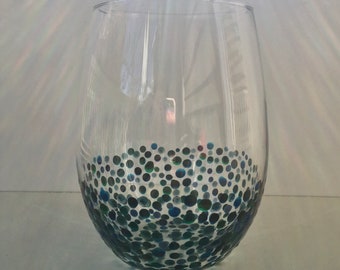 Stemless Blue Polka Dot Wine Glass