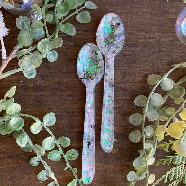 Healing spoon -  moonstone and iridescent