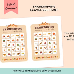 Thanksgiving Scavenger Hunt for Kids and Family Printable - Etsy