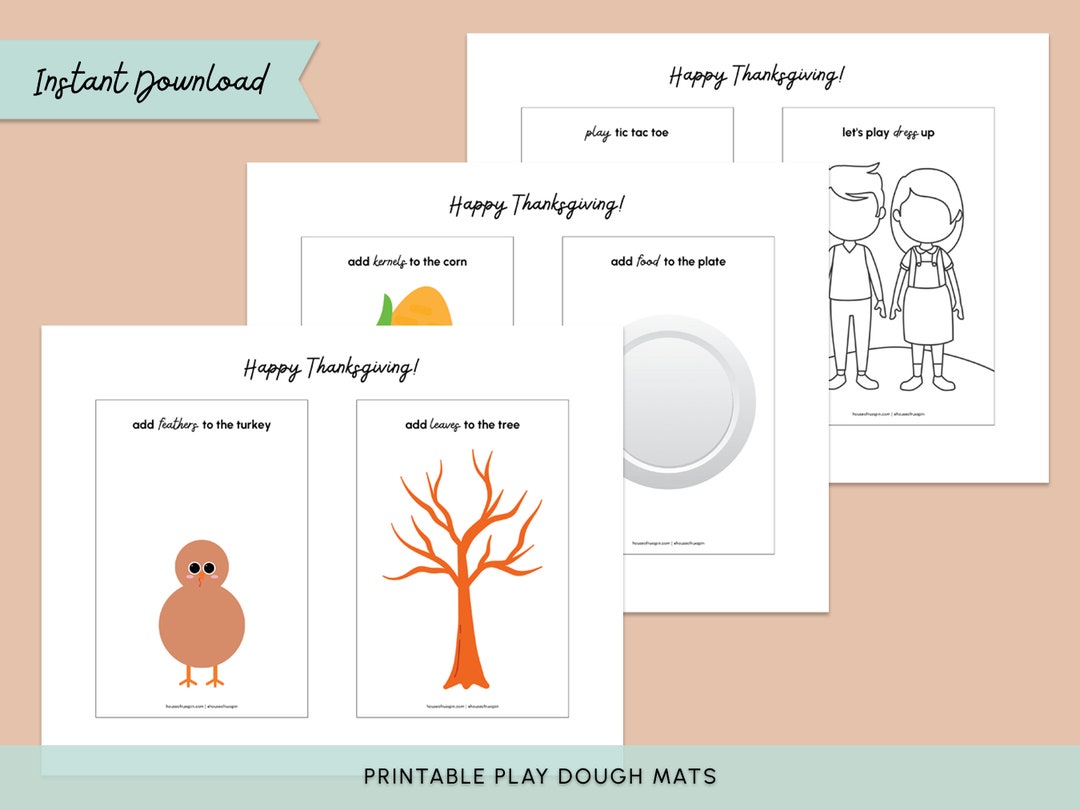 Thanksgiving Play Dough Mats: Printable Fall Activities (PDF) - Etsy