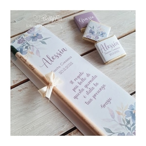Segnalibro con matita, nascita, battesimo, cresima, comunione, confettata, matita personalizzata, confetti, bomboniera.