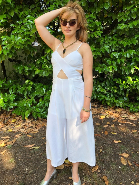 White Palazzo Pant Cutout Jumpsuit