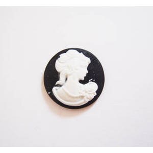 5 donne cabochon rotondo 20mm colore nero, cabochon stile vintage nero, cabochon Lady Duchessa retrò