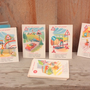 Lernspiel vintage Kartenspiel Verkehr Verkehrszeichen Verkehrserziehung Spielkarten