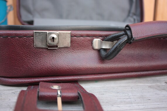 Suitcase red small old vintage retro suitcase lug… - image 5