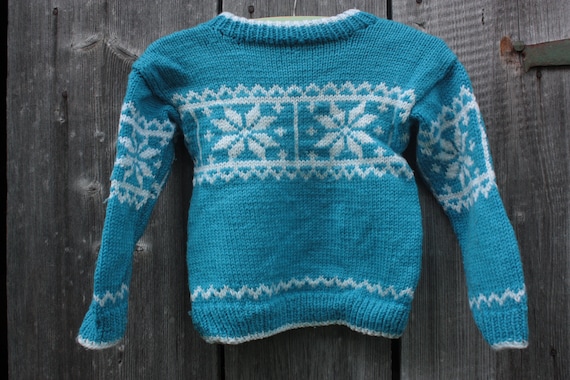 Knit sweater handmade Norwegian style vintage 90s… - image 3
