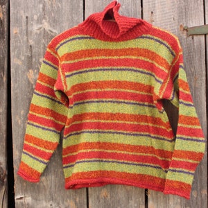 Pullover knitted sweater 90s 90s stripes vintage old turtleneck sweater children teenagers size 146