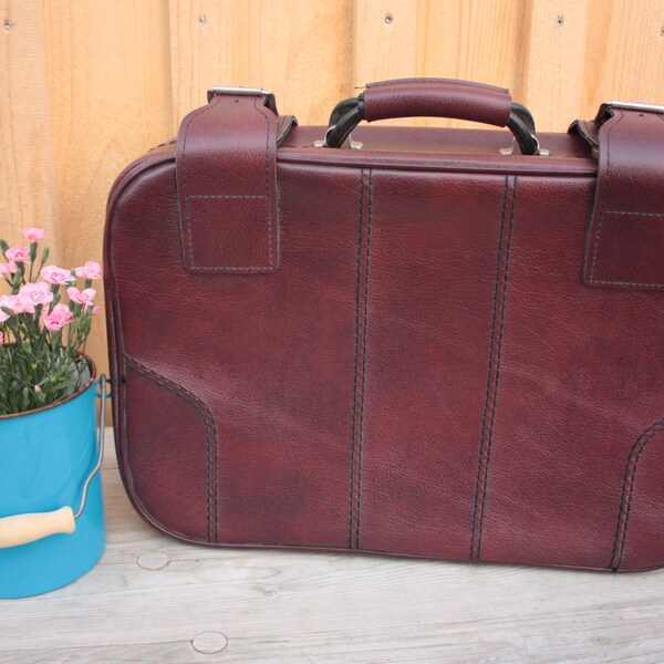 Suitcase red small old vintage retro suitcase luggage travel 60s 60s 70s