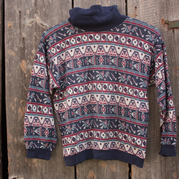 Pullover Rollkragenpullover alt 90er Muster Rolli vintage 90s