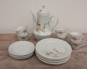 Kaffeservis, teservis, Schirnding Bavaria porslin, vintage, gammal, 17 delar, kaffekanna, kaffekopp