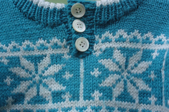 Knit sweater handmade Norwegian style vintage 90s… - image 2