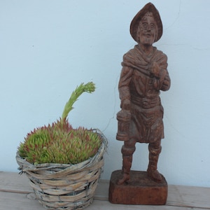 carved wooden figure night watchman vintage old