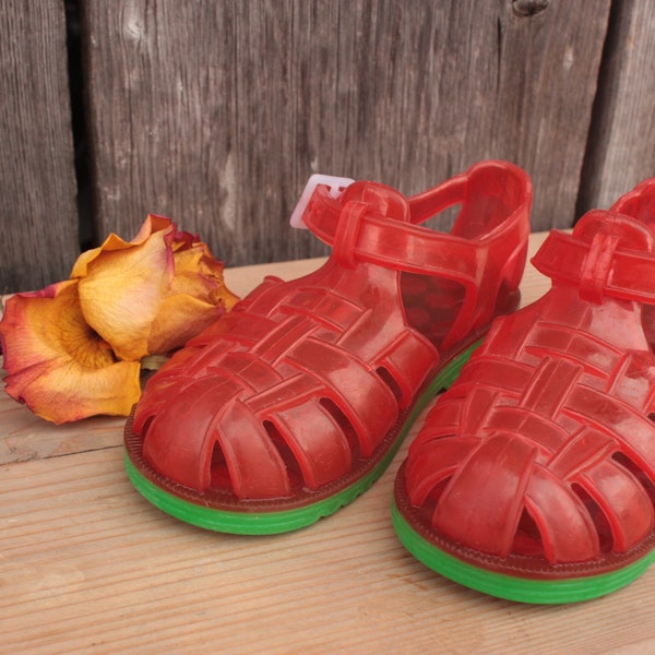 Chaussures enfant sandales méduses chaussures de bain rouge vintage taille 24