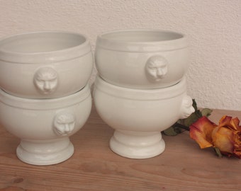 4 tazones de cabeza de león sopa de cebolla francesa tazón de sopa vintage