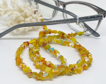 Yellow Glasses Chain, Beaded Lanyard for Sunglasses
