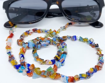 Millefiori Glass Sunglasses Chain: Colorful Beaded Lanyard