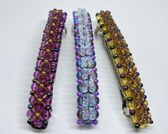 Purple Beaded Barrettes, Large Clips and Accessories for Long Hair