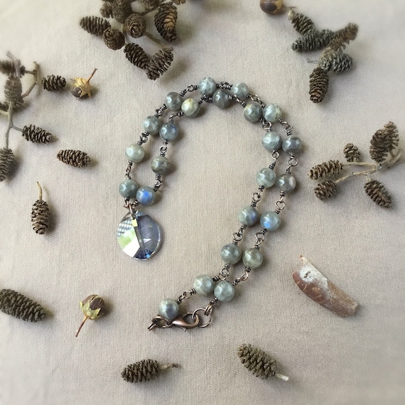 Gemstone Necklace Colorful Necklace Bead Necklace for Women Long Bead Necklace Boho Necklace Hippie Necklace Labradorite Necklace