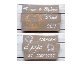 Tableau en bois pour décoration de mariage personnalisable