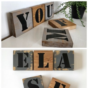Giant wooden Scrabble letters for customizable wall decoration