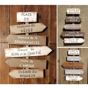 Placa de seta de madeira de 3 cores para decoração de parede personalizável