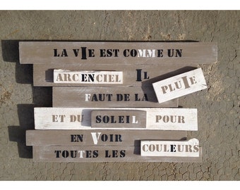 tableau en bois 2 couleurs pour décoration murale personnalisable