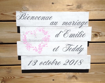 Tableau en bois pour décoration de mariage personnalisable