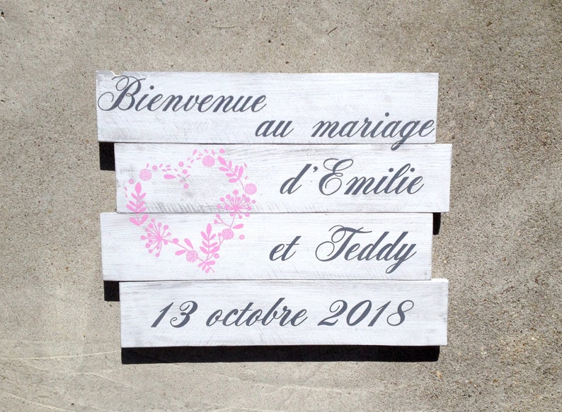 Tableau en bois pour décoration de mariage personnalisable image 2