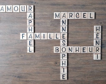 Lettres de Scrabble géantes en bois pour décoration murale personnalisable