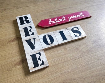 Lettres de Scrabble géantes en bois pour décoration murale personnalisable