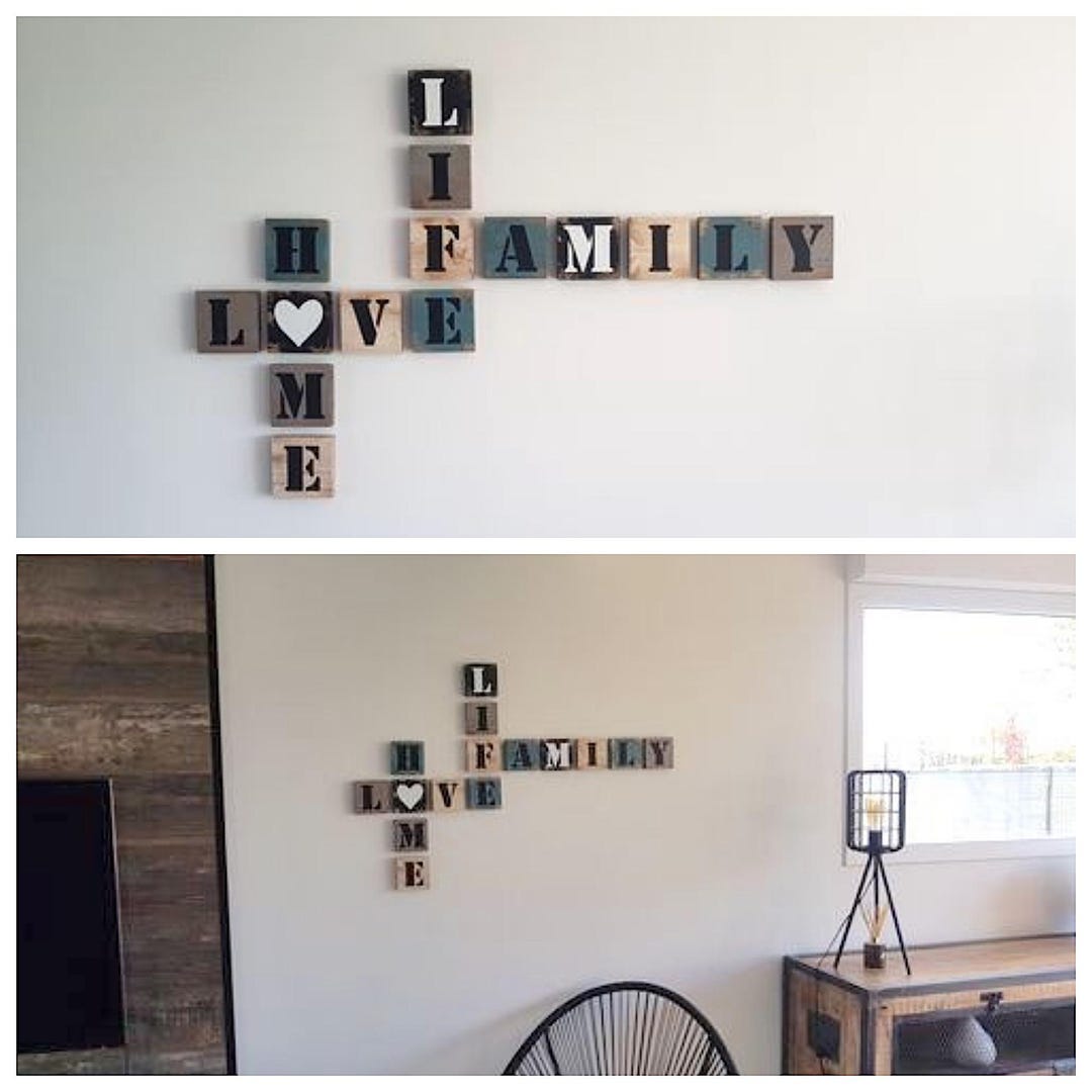 Lettres scrabble en bois - gravure sur bois : lettres décoratives XXL Lettres scrabble en bois - gravure sur bois : lettres décoratives XXL